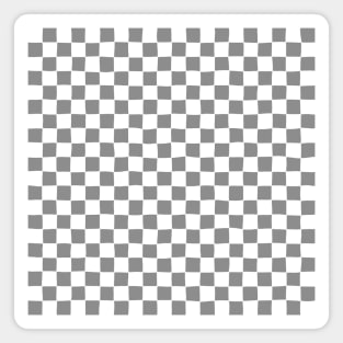 Wonky Checkerboard, White and Grey Magnet